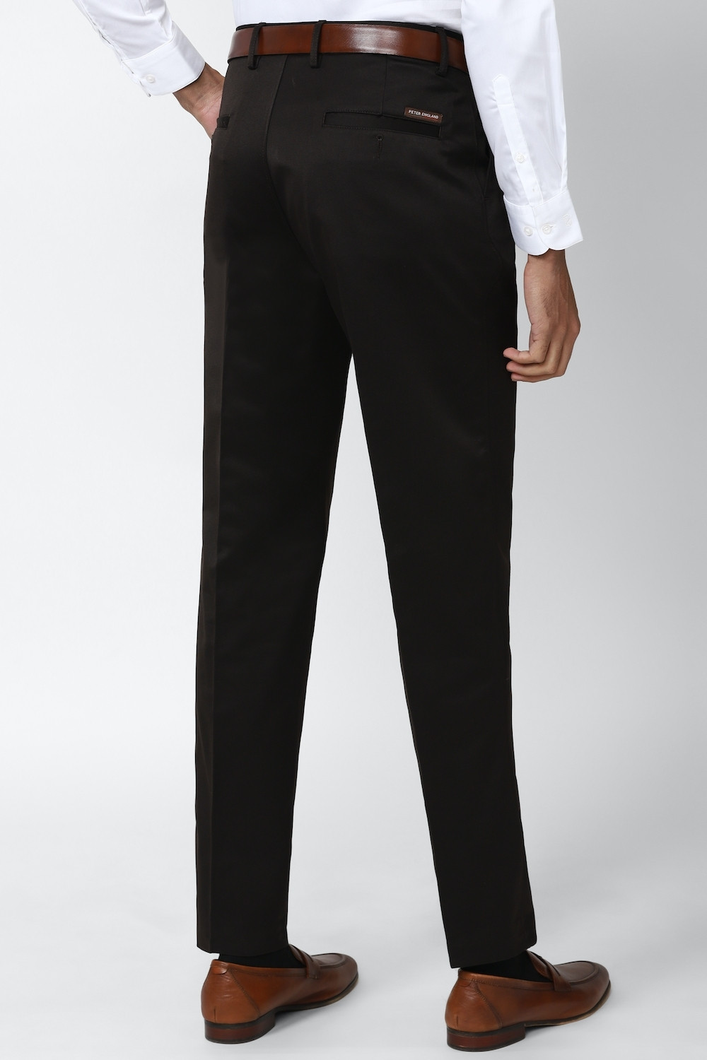 Image of PETER ENGLAND Regular Fit Men Black Trousers
