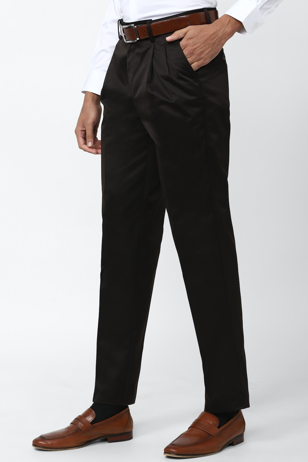 Image of PETER ENGLAND Regular Fit Men Black Trousers