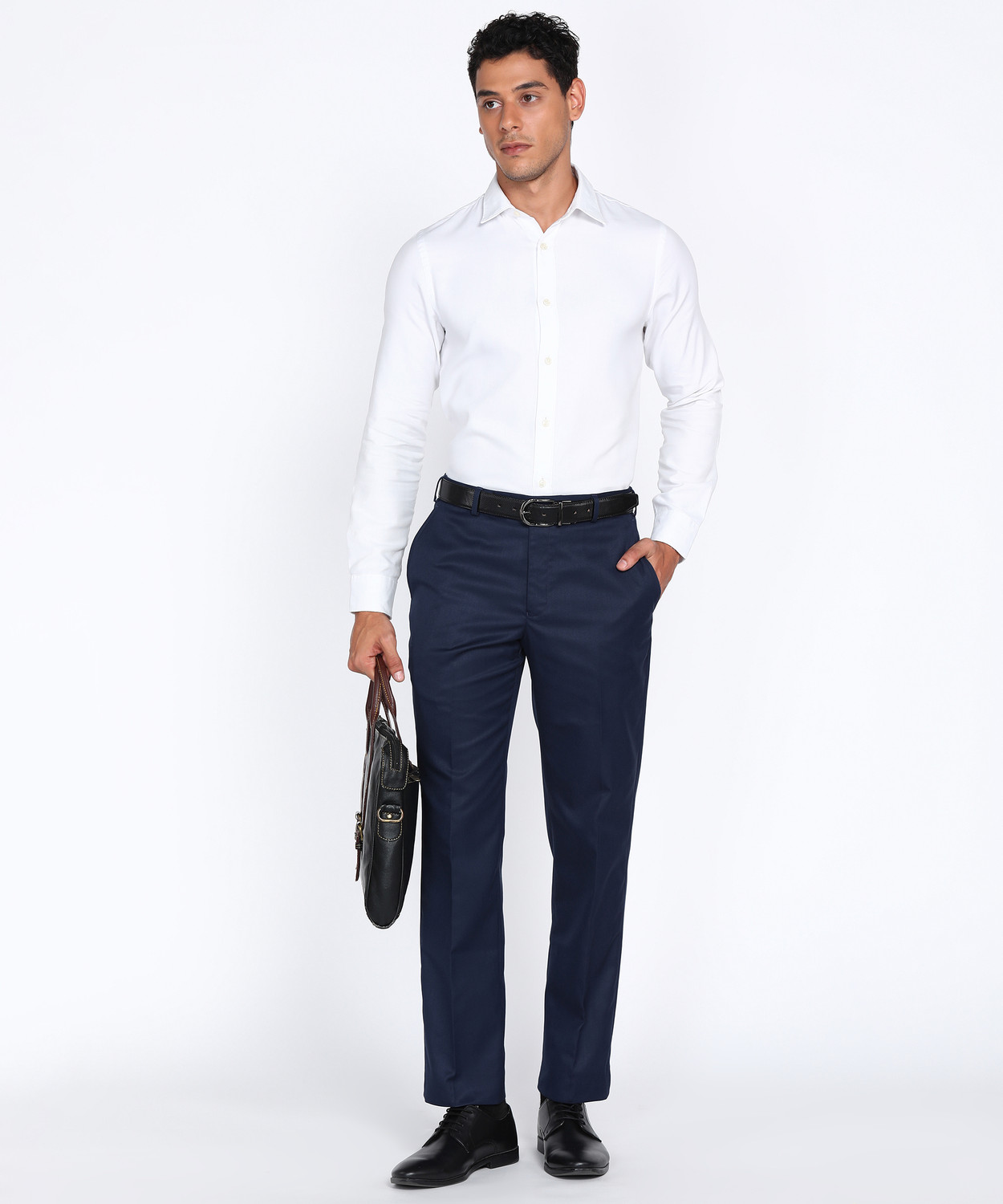 Image of PARK AVENUE Regular Fit Men Dark Blue Trousers