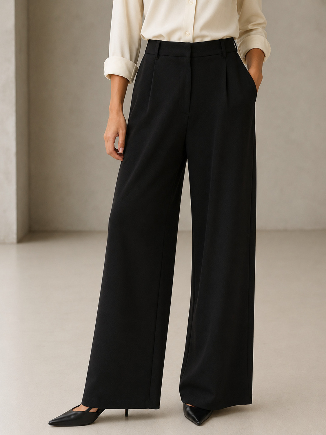 Image of SASSAFRAS worklyf Comfort Fit Women Black Trousers
