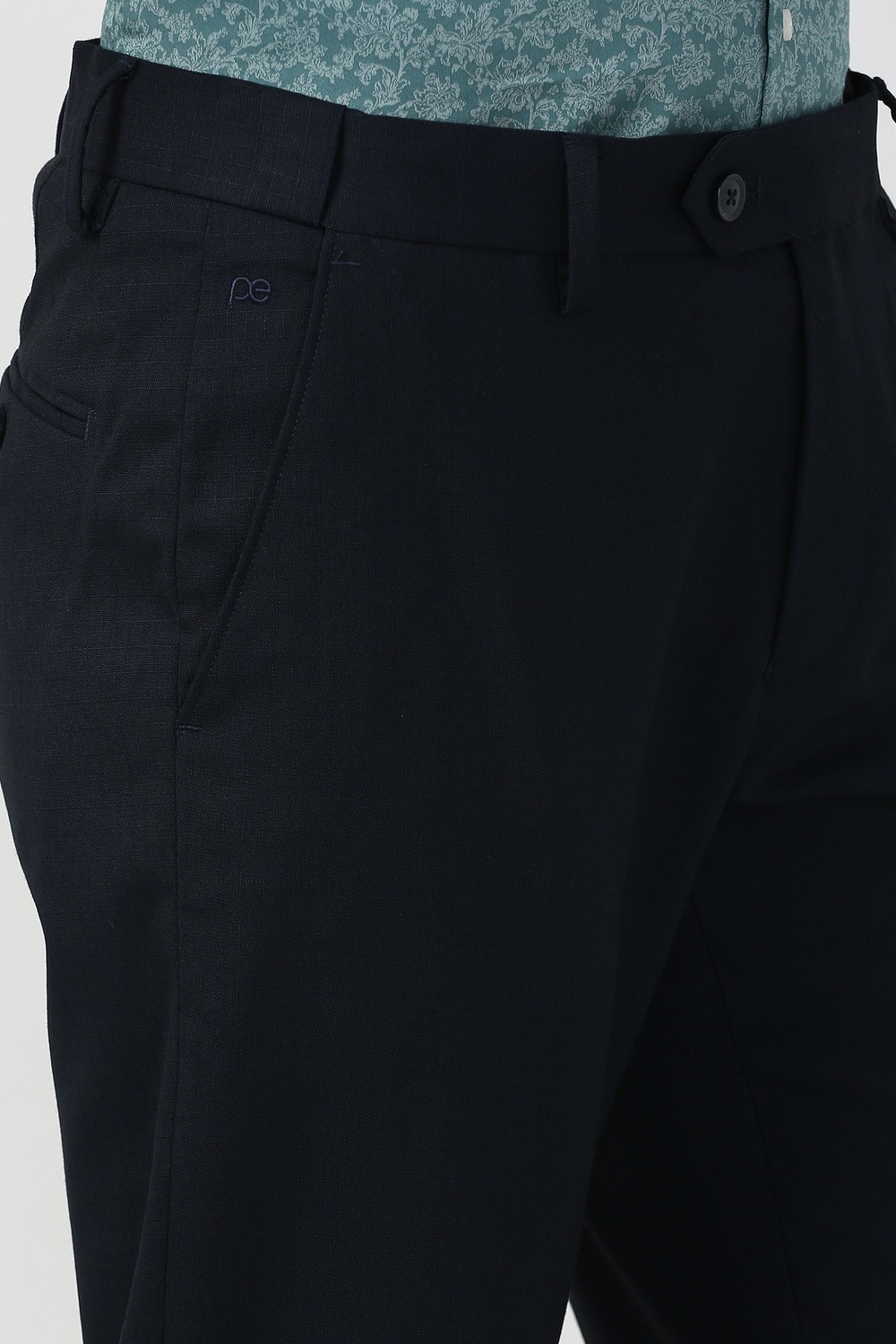 Image of PETER ENGLAND Slim Fit Men Dark Blue Trousers