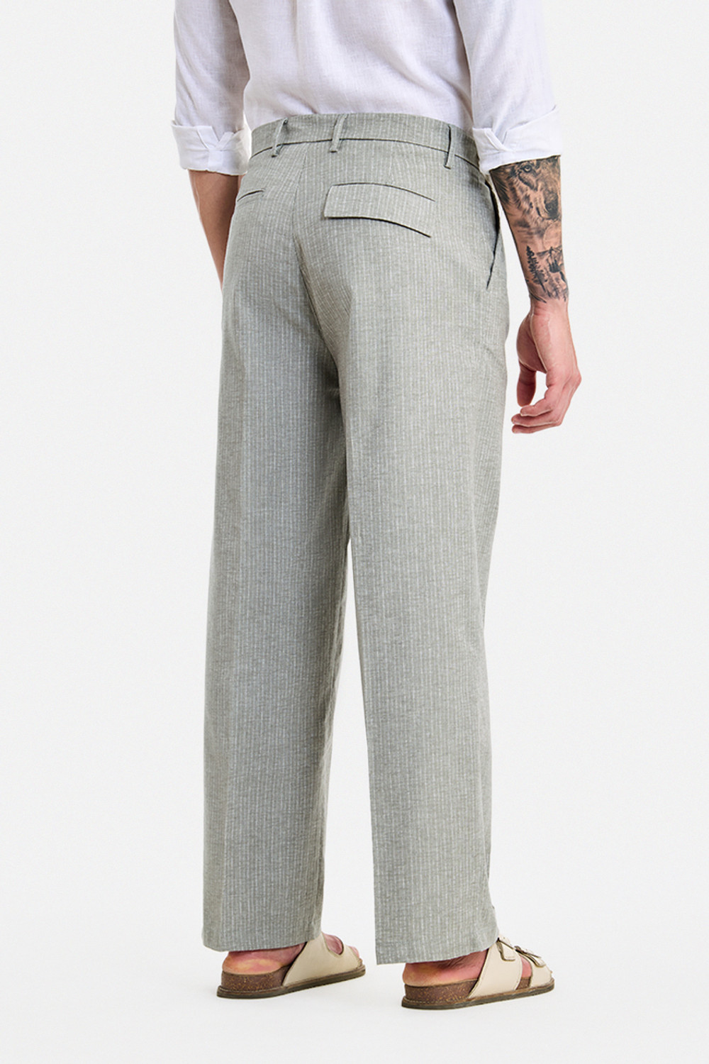 Image of Snitch Men Relaxed Green Polyester Trousers