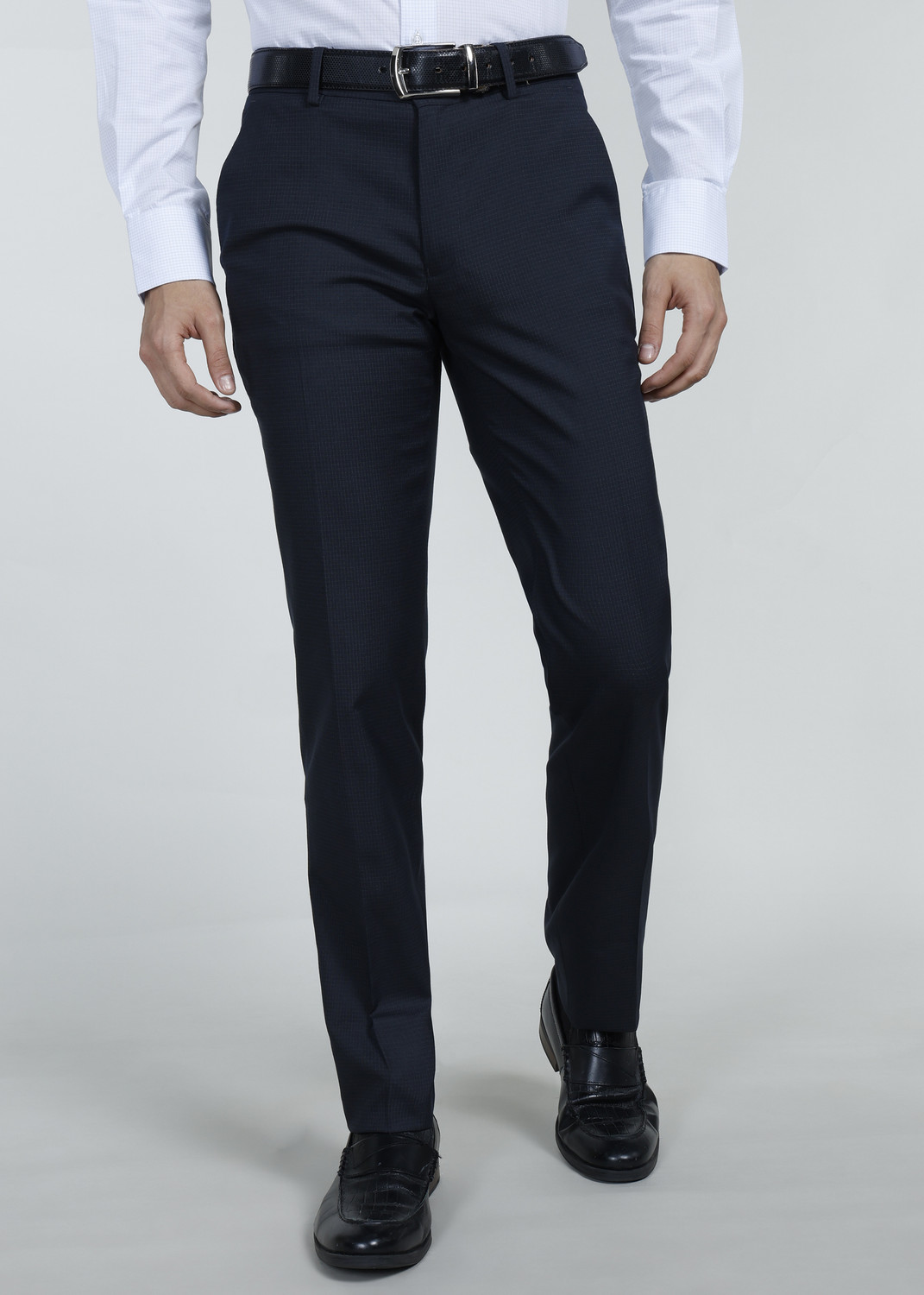 Image of PETER ENGLAND Slim Fit Men Blue Trousers