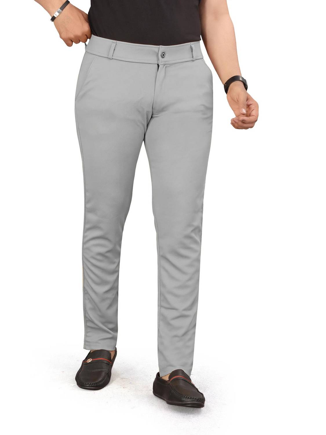 MONAPARA Slim Fit Men Grey Trousers - Image 1