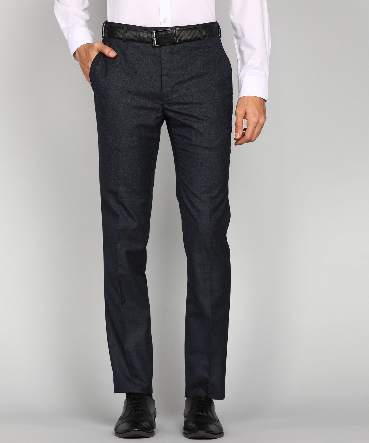 Image of Raymond Slim Fit Men Dark Blue Trousers