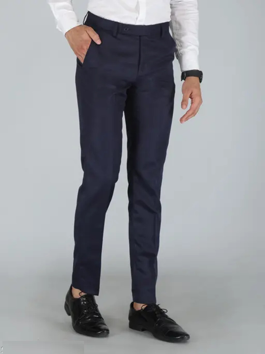 Image of BRDFASHION Slim Fit Men Blue Trousers