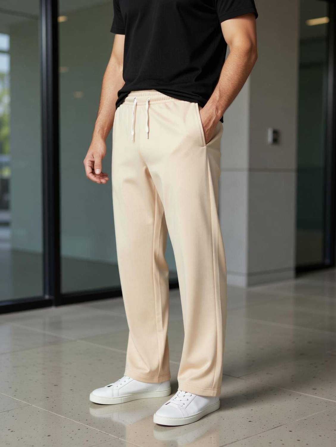 INDICLUB Loose Fit Men Beige Trousers - Image 3