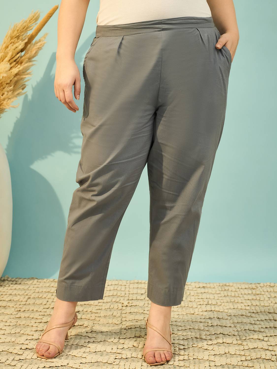 BIDAAS Regular Fit Women Grey Trousers