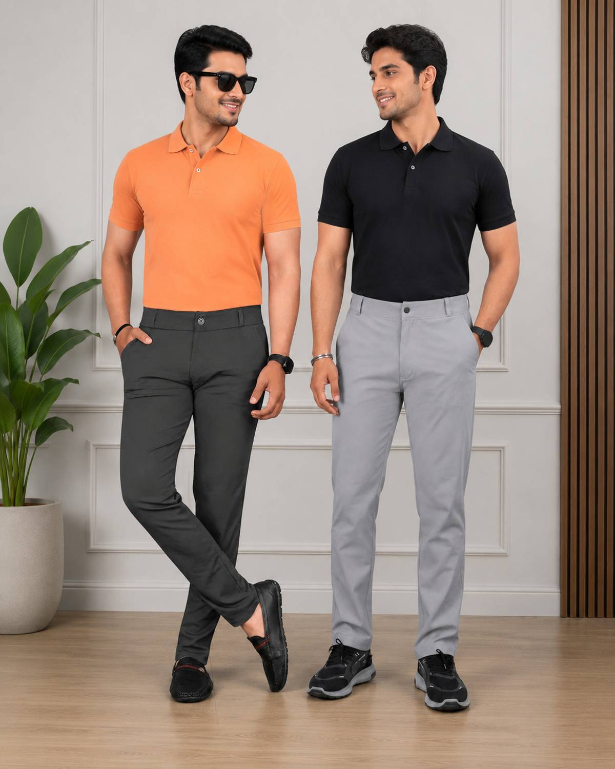 amodastyle Slim Fit Men Grey Trousers