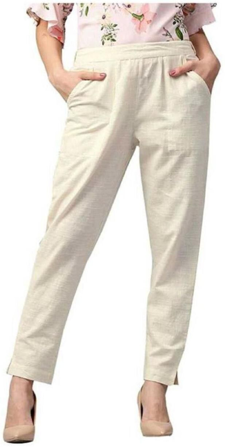 Image of Neelo Kurti Regular Fit Women Cream Trousers