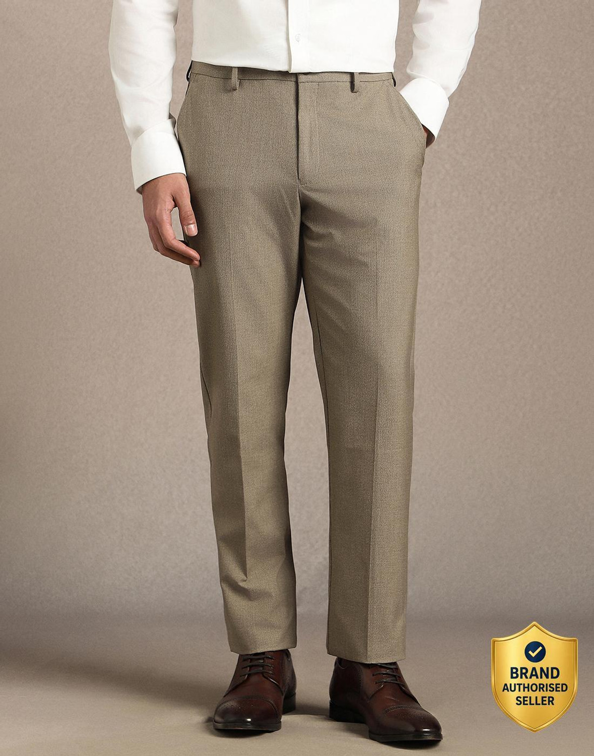 Image of LOUIS PHILIPPE Slim Fit Men Grey Trousers