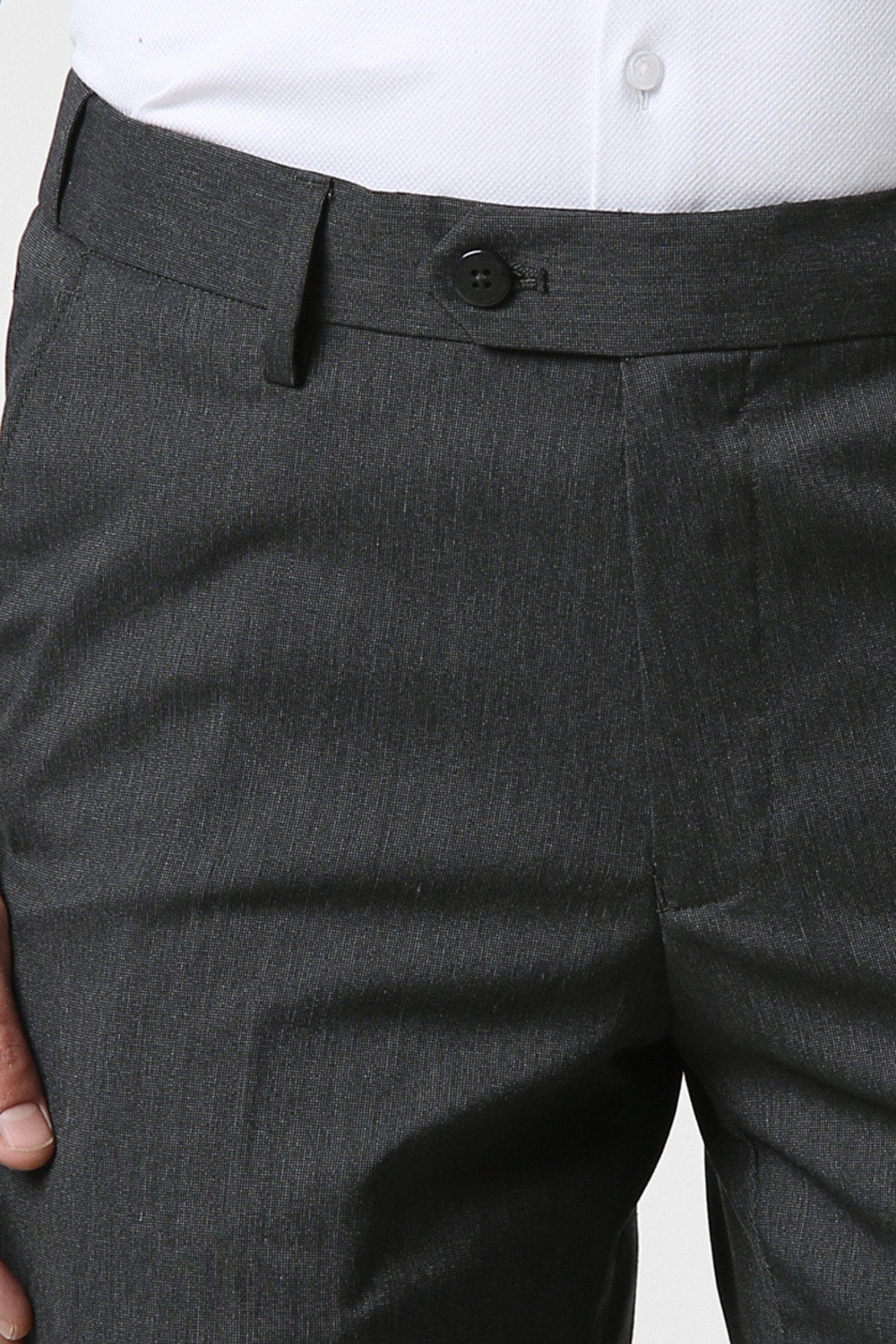 Image of PETER ENGLAND Slim Fit Men Grey Trousers