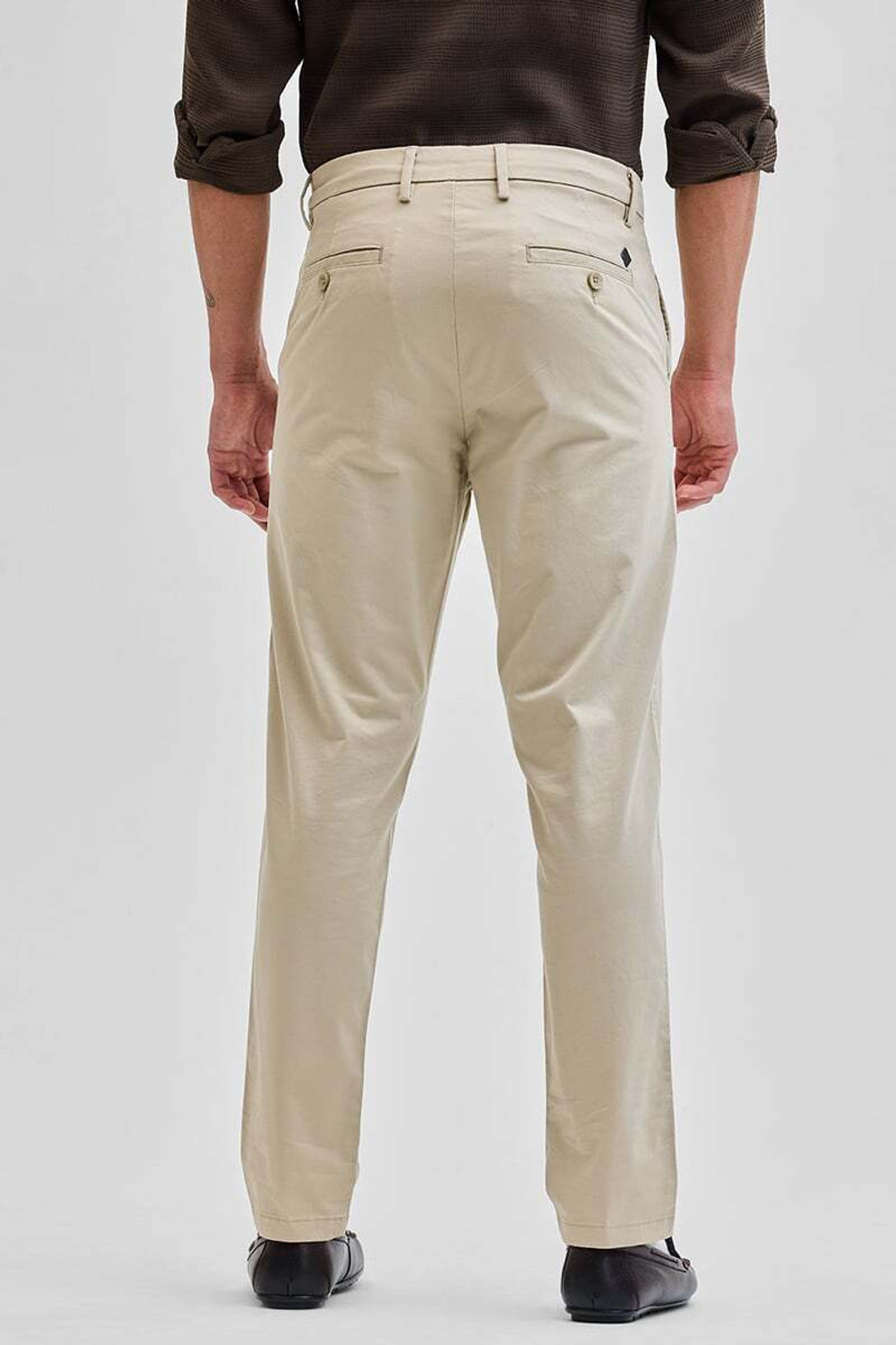 Image of Snitch Slim Fit Men Beige Trousers