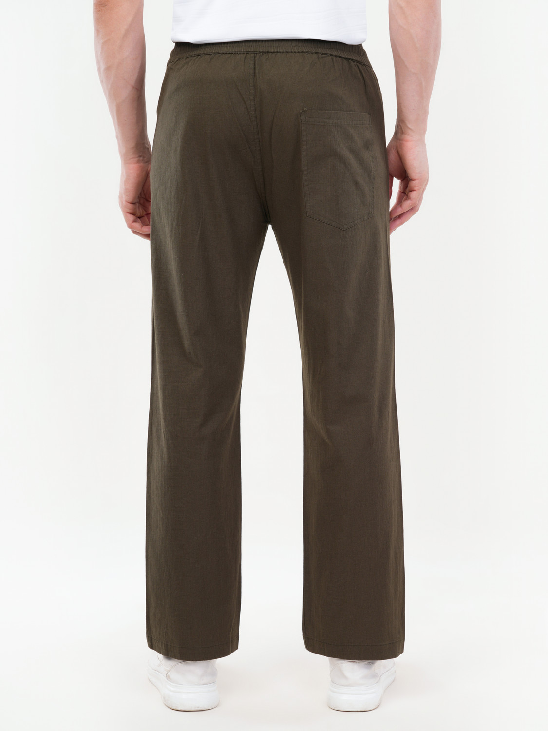 Image of ZULX Men Straight Fit Dark Green Linen Blend Trousers