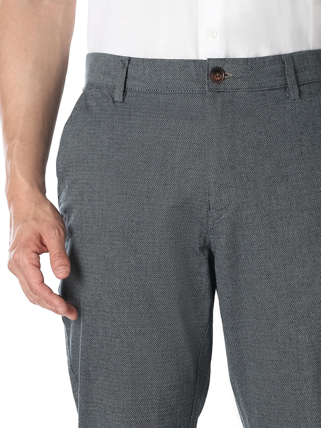 Image of JACK & JONES Slim Fit Men Grey Trousers