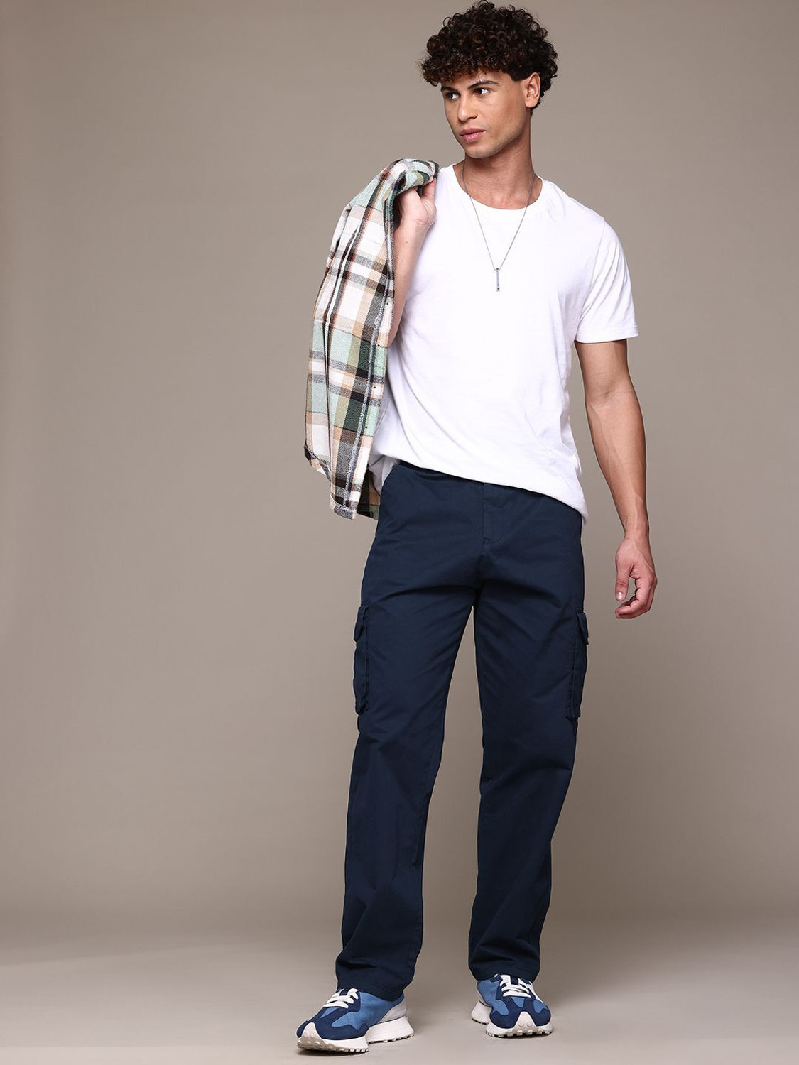 Image of Roadster Straight Fit Men Blue Trousers