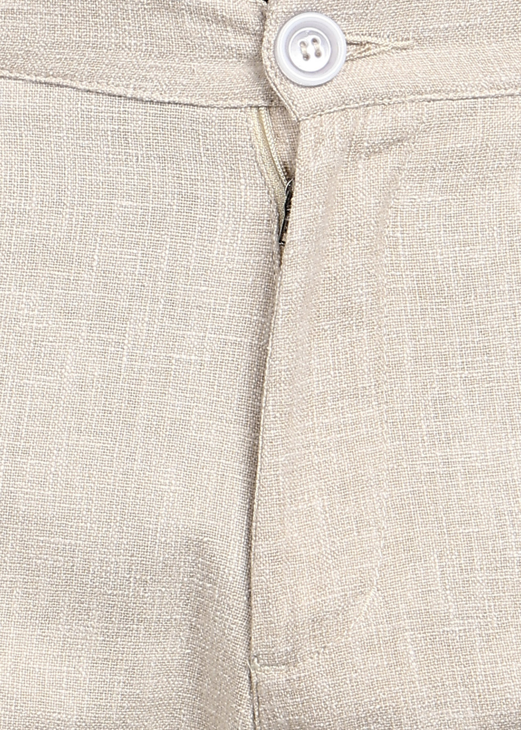 Image of Mast & Harbour Men Regular Fit Cream Cotton Blend Trousers