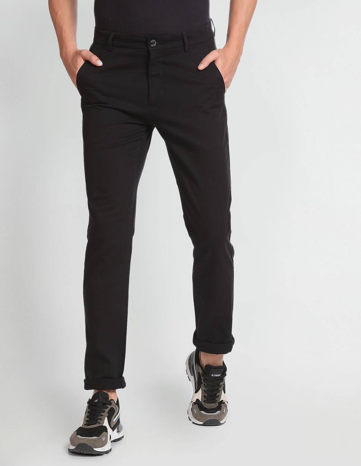 Arrow Sport Slim Fit Men Black Trousers
