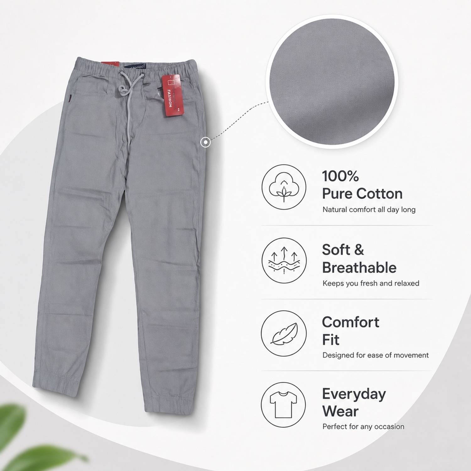 QFA Regular Fit Men Grey Trousers - Image 2
