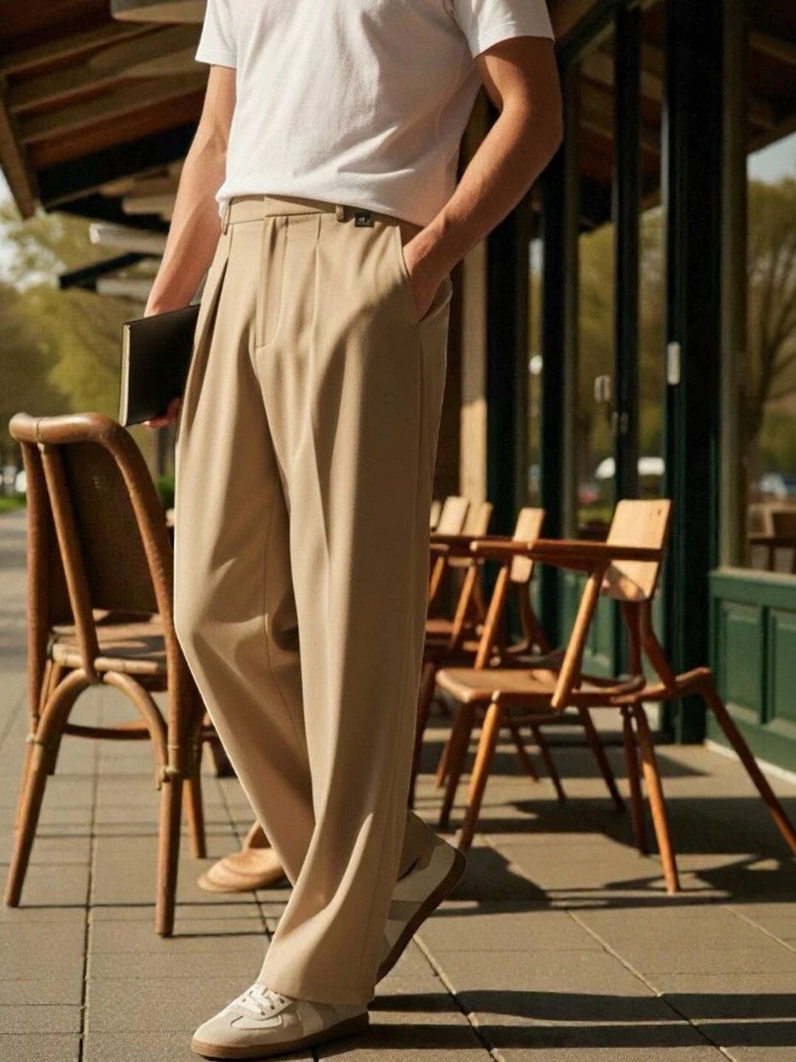 Image of KOTTY Straight Fit Men Beige Trousers