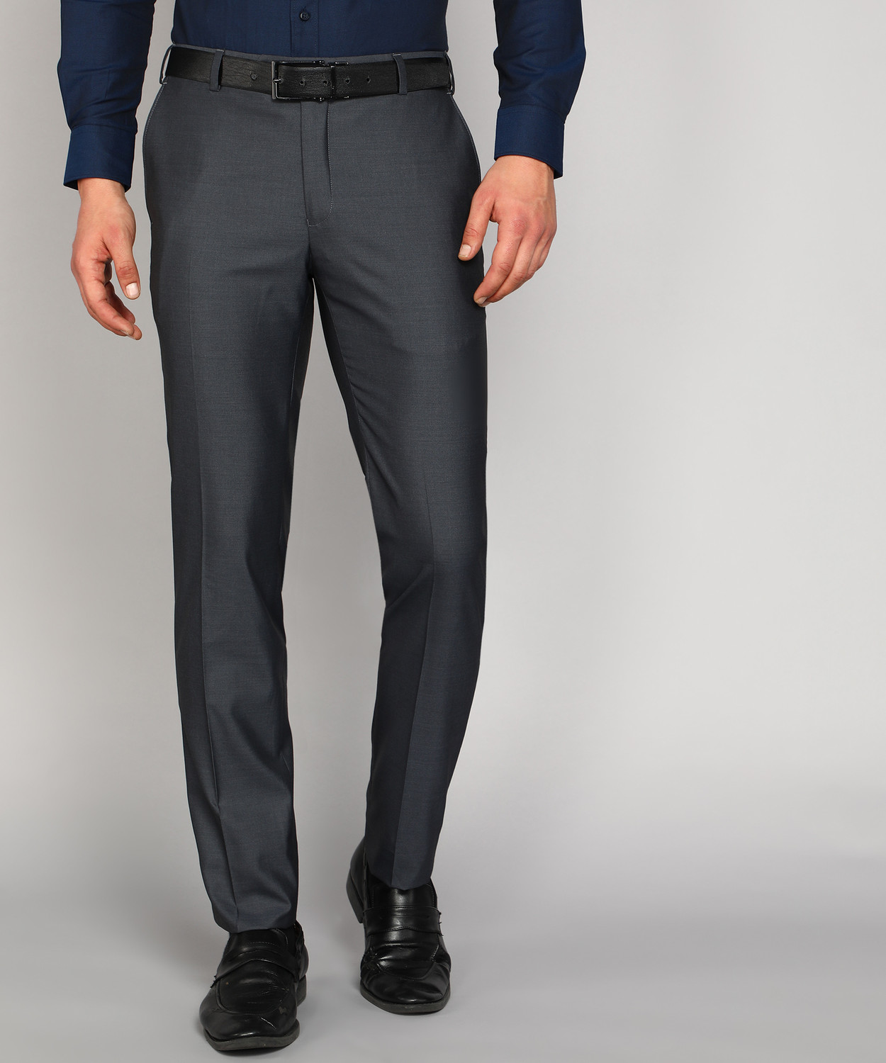 Image of Raymond Slim Fit Men Blue Trousers