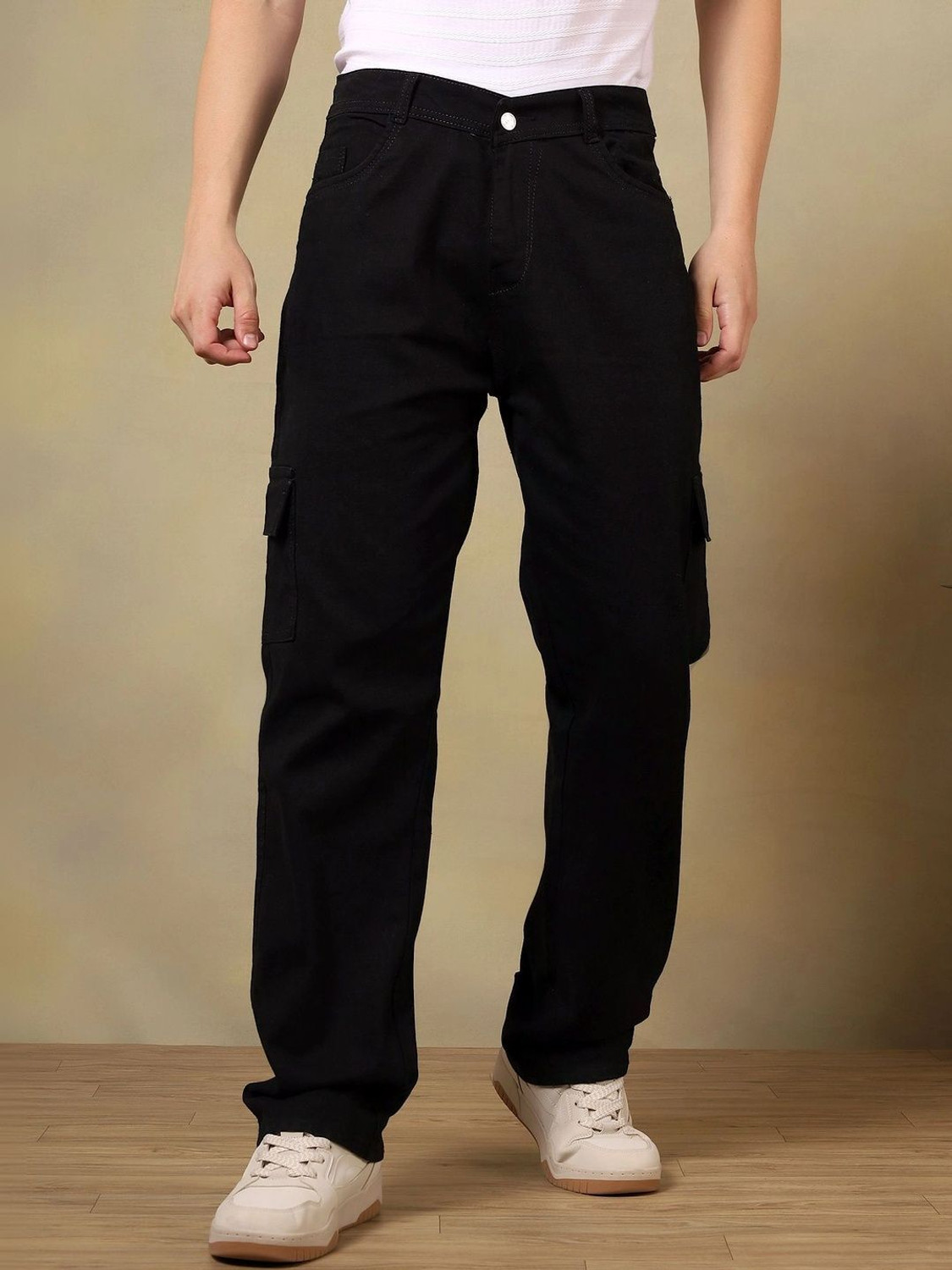 Image of HERE&NOW Slim Fit Men Black Trousers
