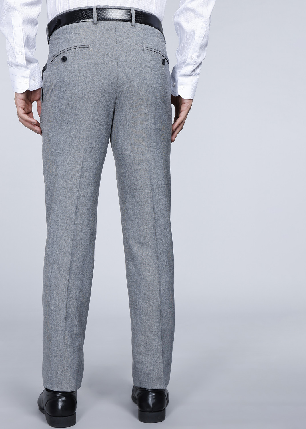 Image of PETER ENGLAND Slim Fit Men Grey Trousers