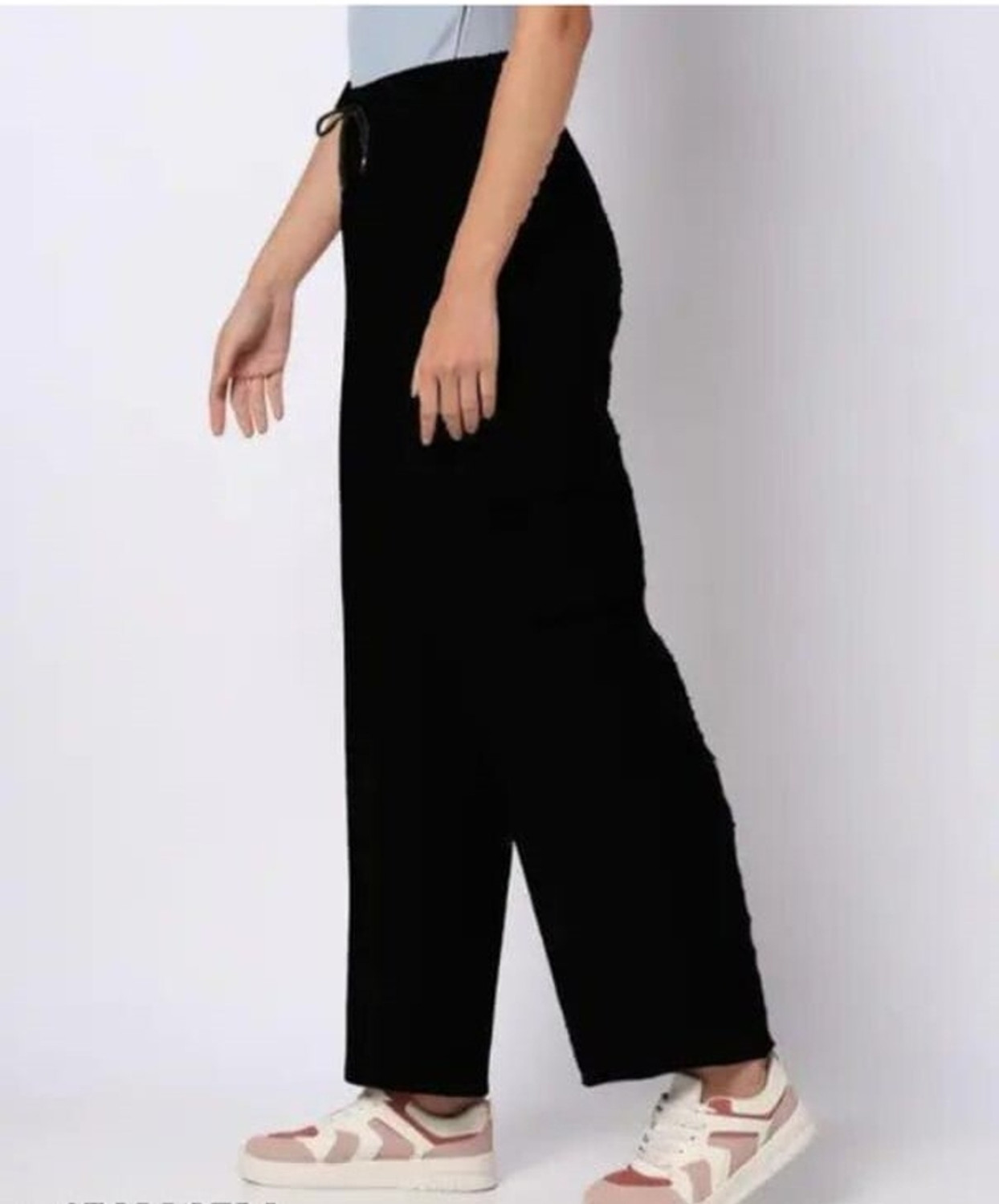 Image of Purser Loose Fit Women Beige, Black Trousers