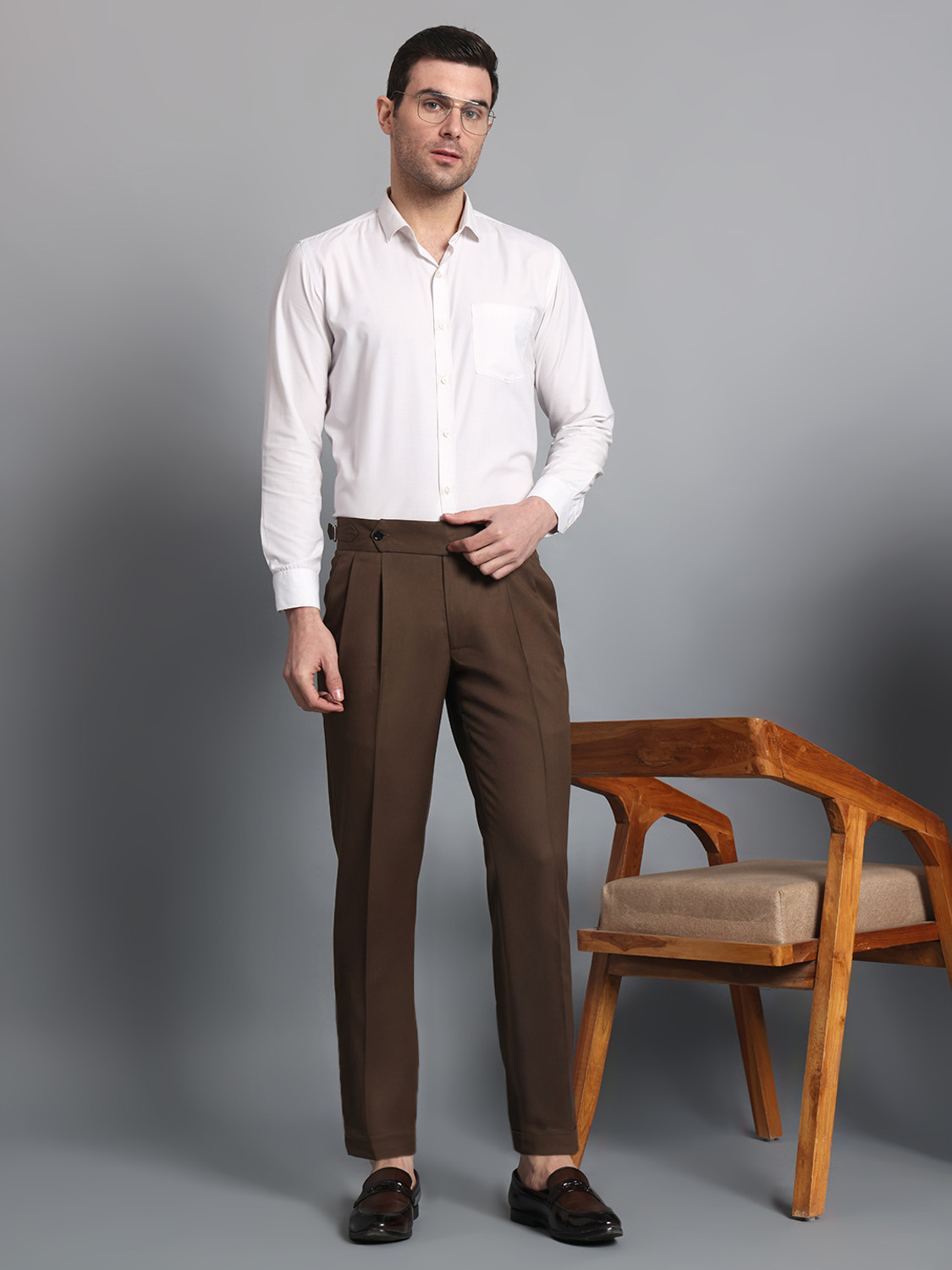 Image of VASTRANU Regular Fit Men Brown Trousers