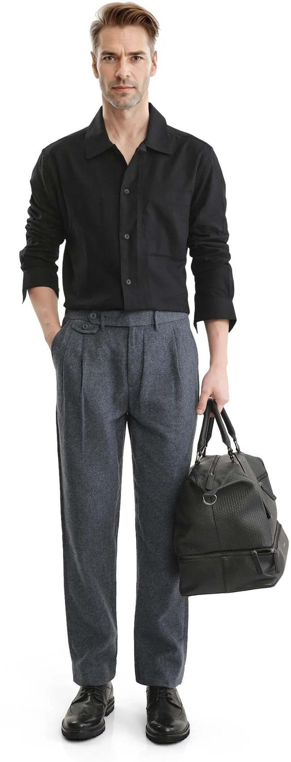 Image of RARE RABBIT Regular Fit Men Dark Blue Trousers