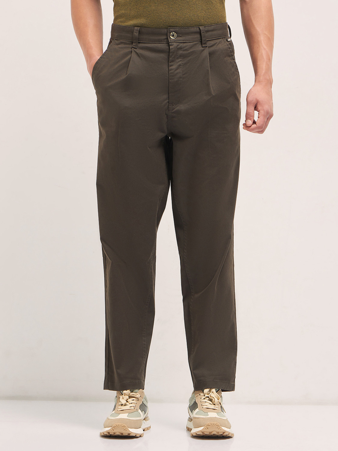 Image of THE BEAR HOUSE Regular Fit Men Brown Trousers