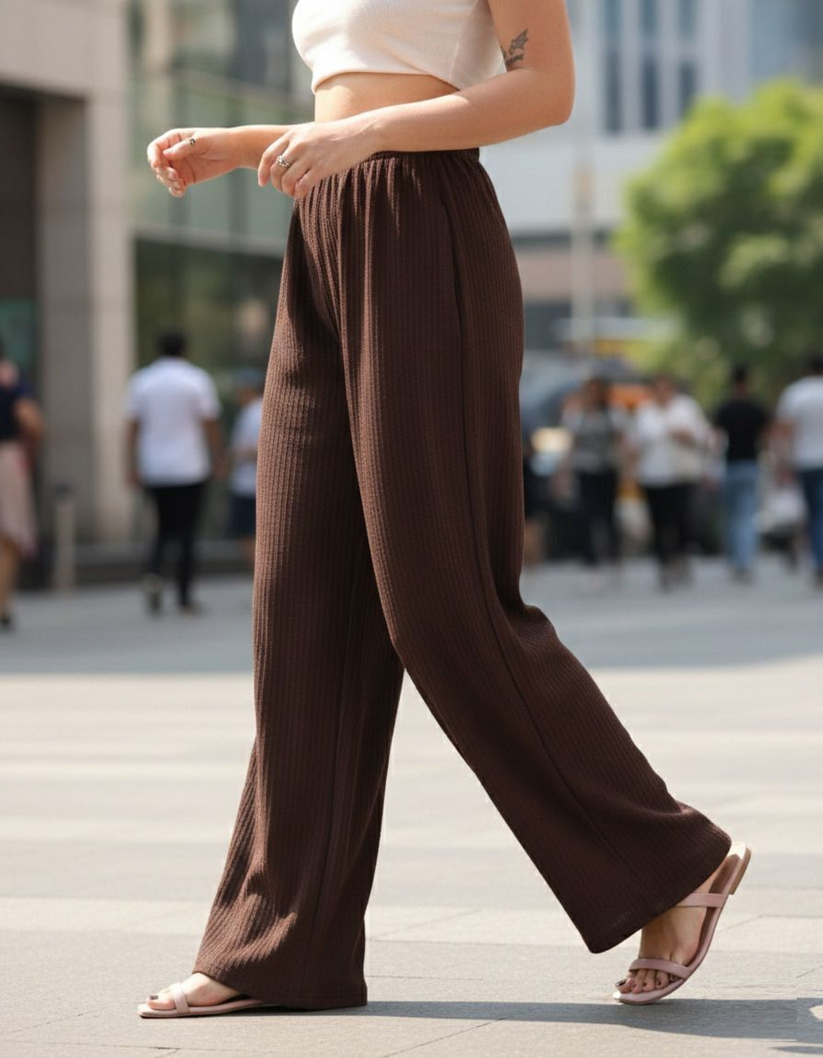 Image of Doil Domec Loose Fit, Relaxed Women Brown Trousers