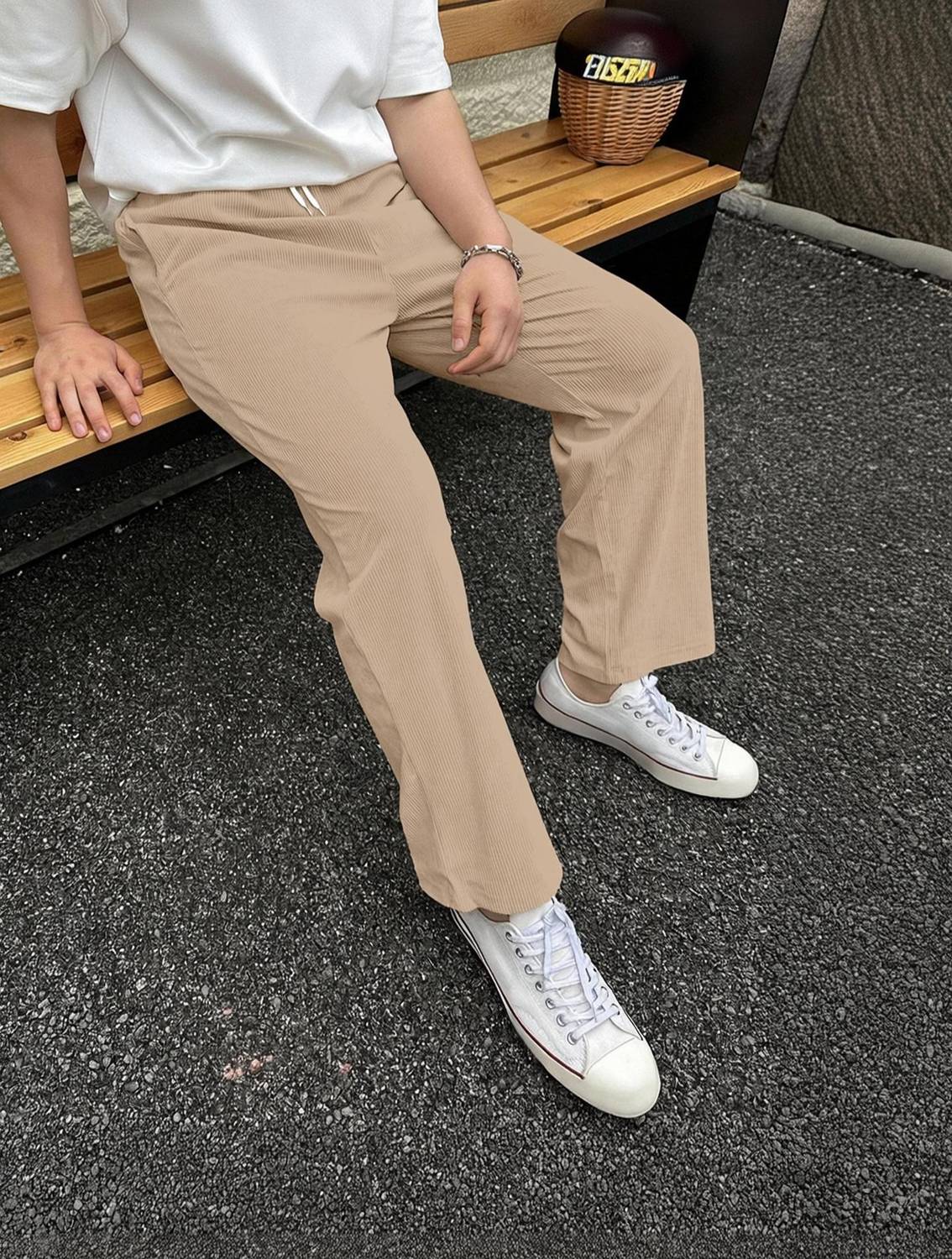 COMBRAIDED Loose Fit Men Beige Trousers - Image 1