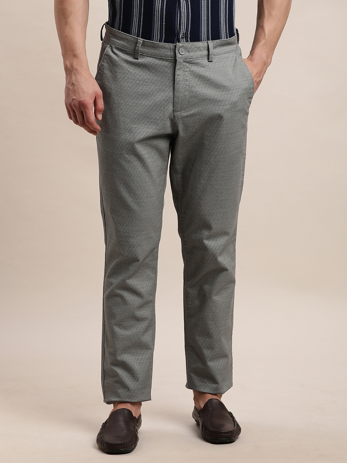TURTLE Slim Fit Men Grey Trousers