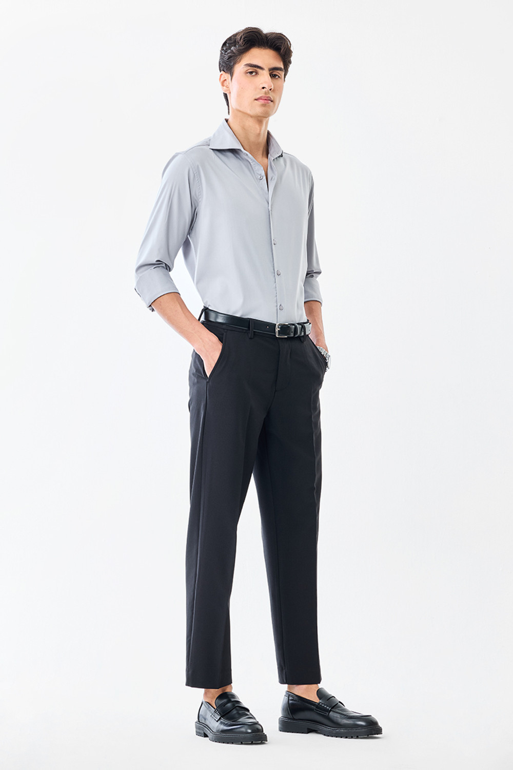 Image of Snitch Regular Fit Men Black Trousers