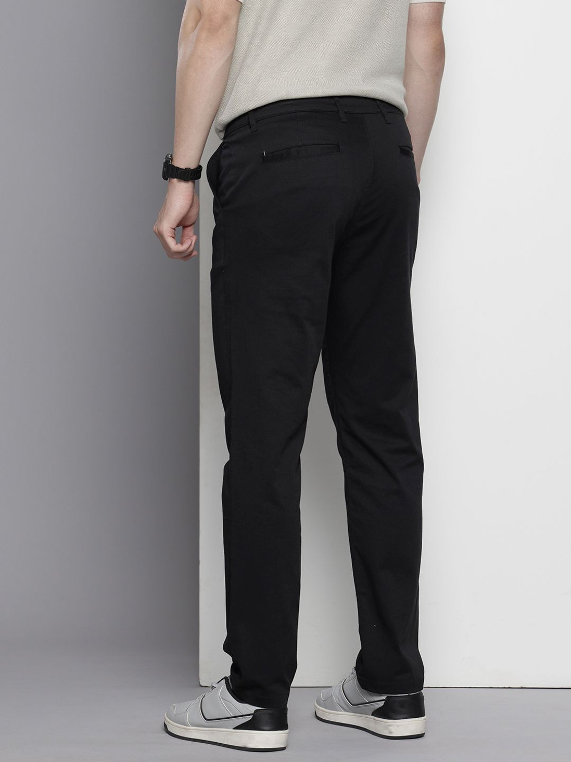 Image of The Indian Garage Co. Regular Fit Men Black Trousers