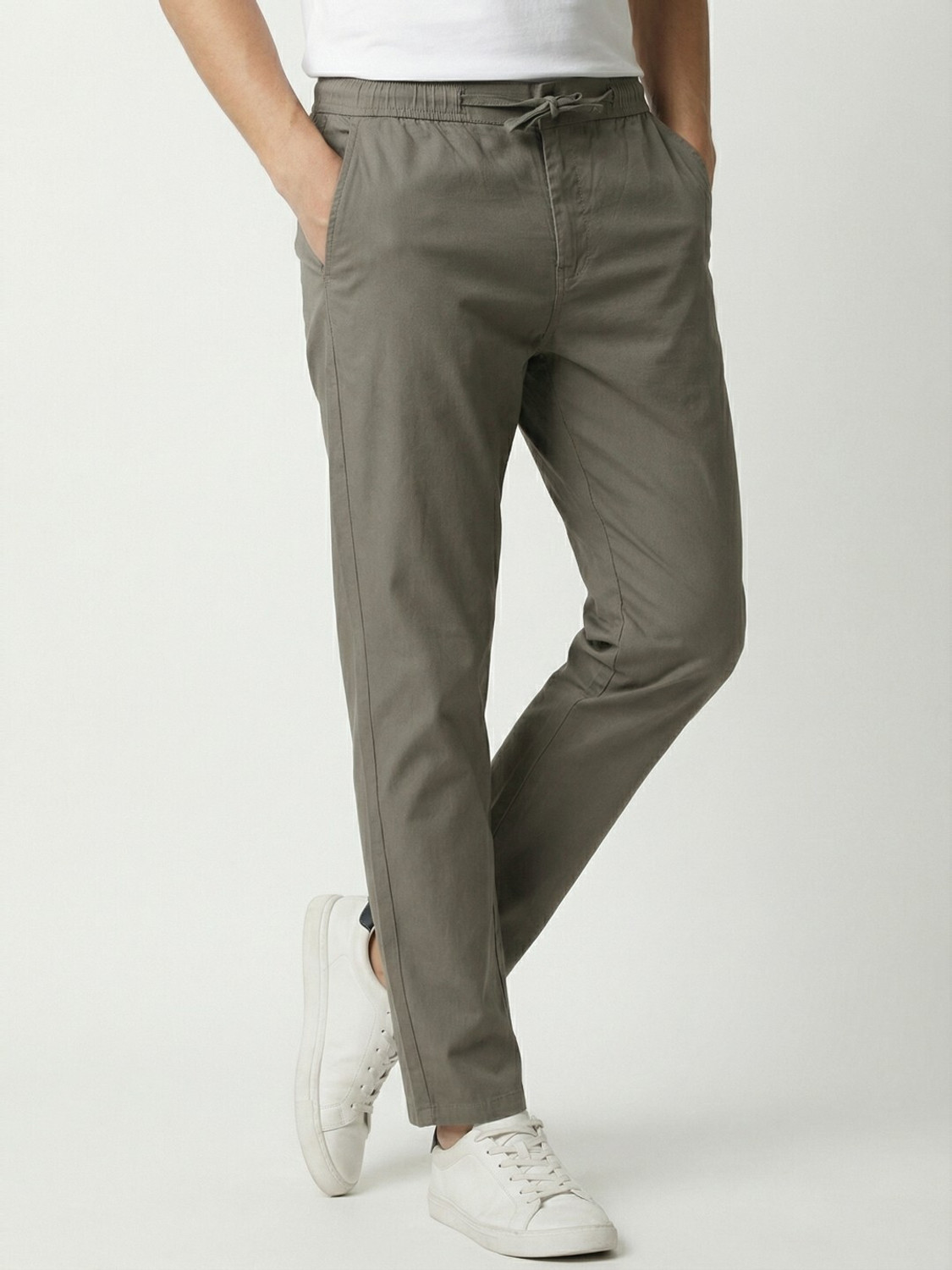 Image of PROVOGUE Slim Fit Men Grey Trousers