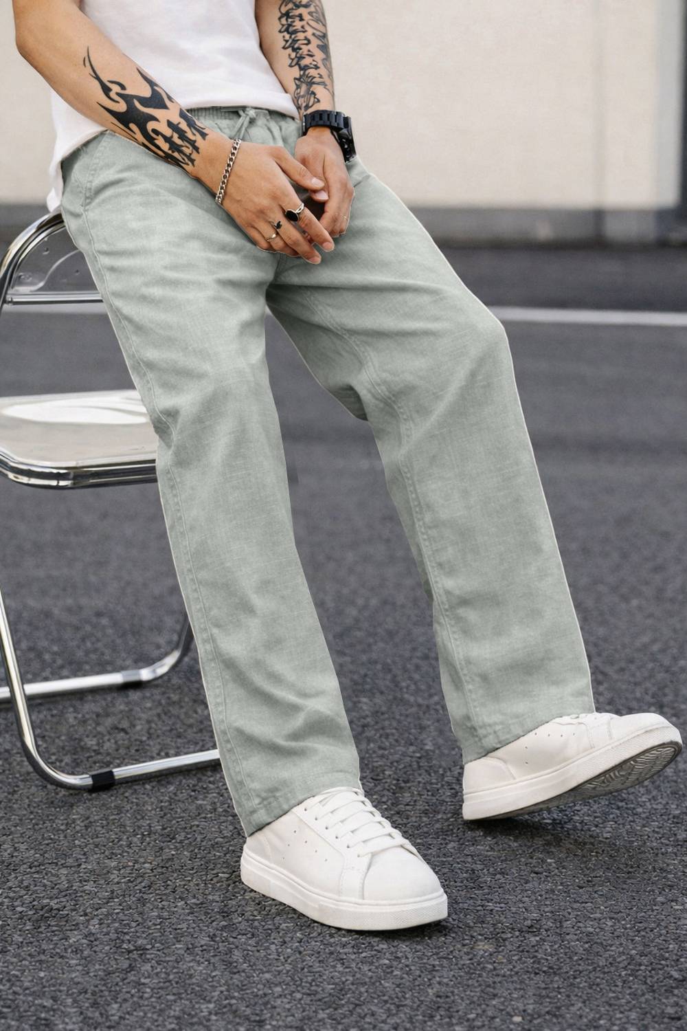 MOTREX Slim Fit Grey Trousers - Image 5