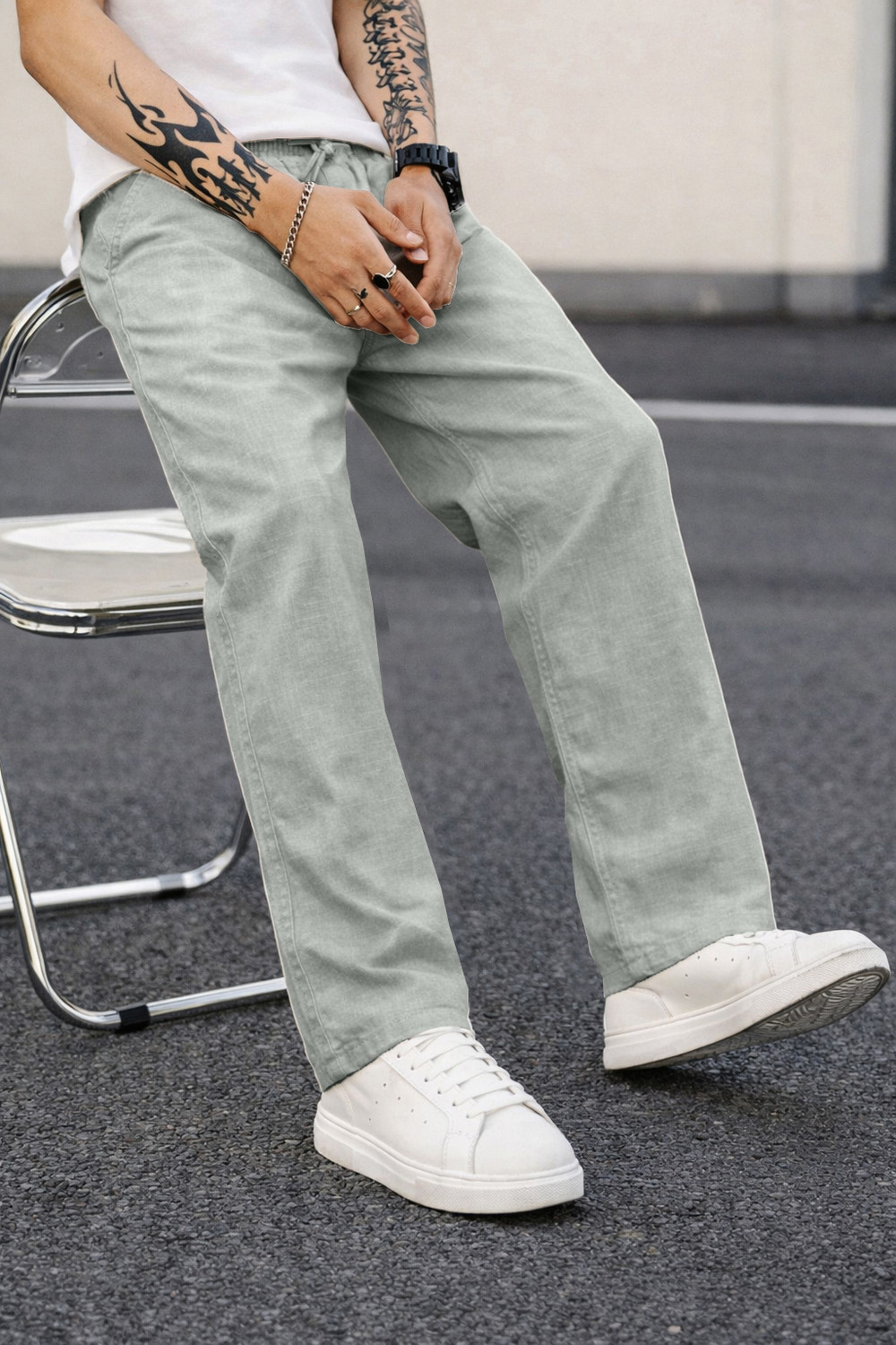 Image of MOTREX Slim Fit Men Grey Trousers