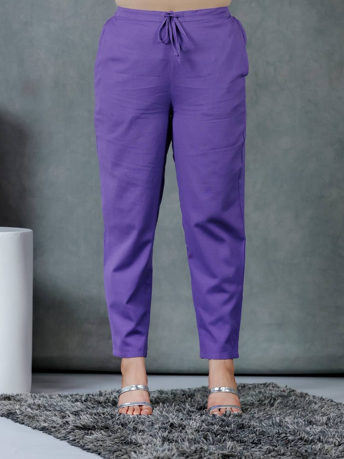 Aramya Comfort Fit Women Purple Trousers