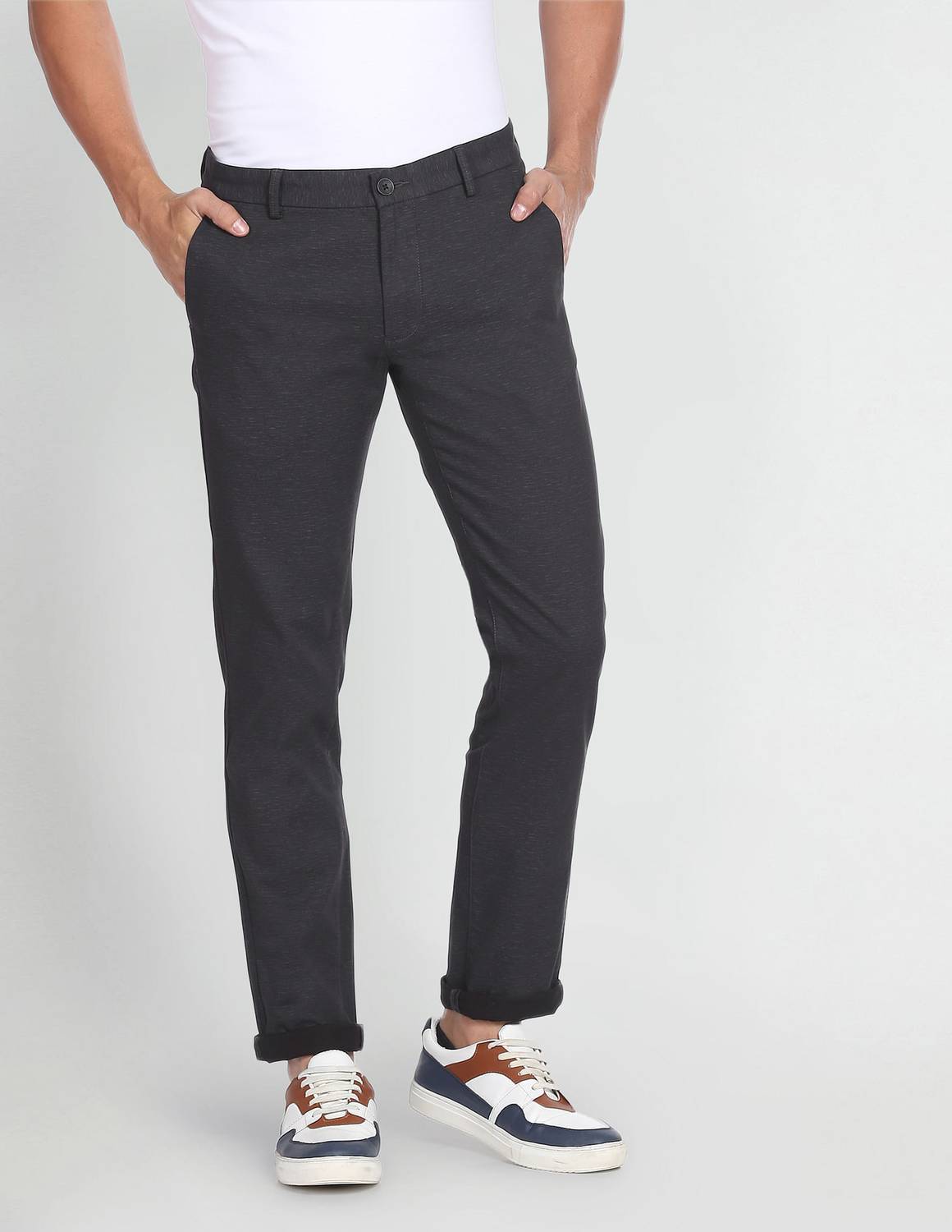 Arrow Sport Slim Fit Men Black Trousers