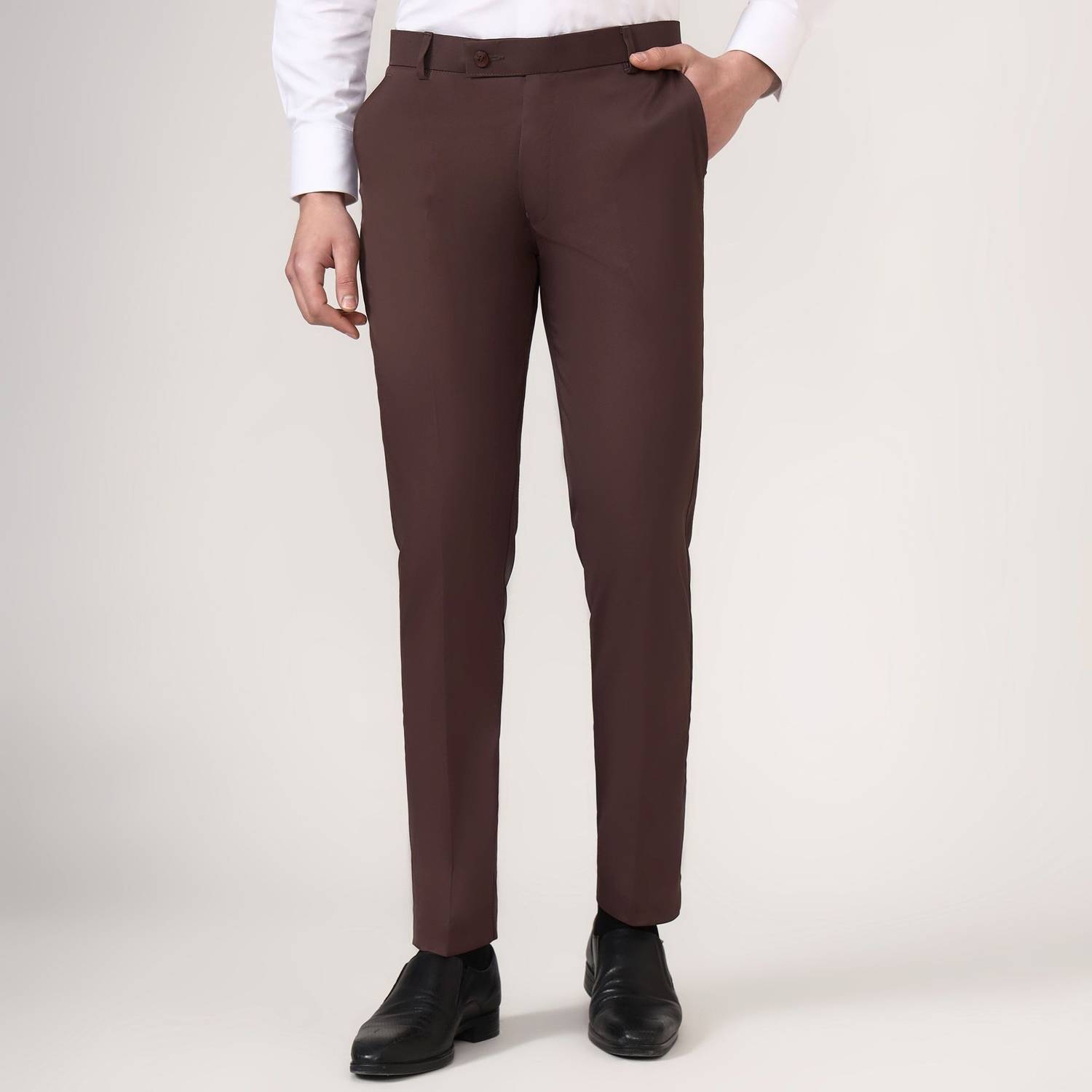 ARDLOR Slim Fit Men Brown Trousers