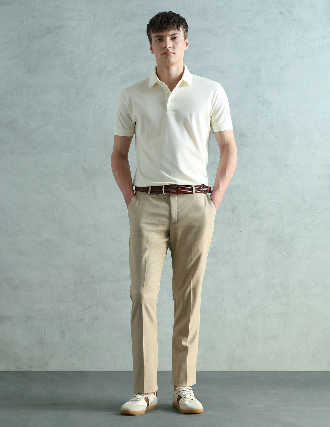 Image of ARROW Tapered Men Beige Trousers