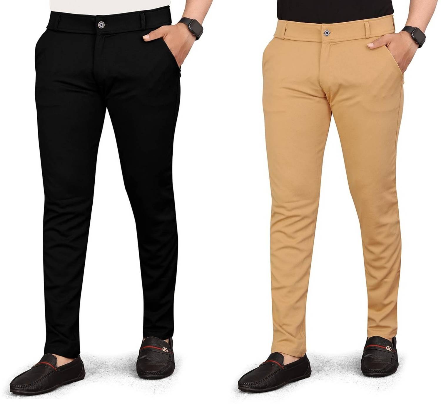 BHIKADIYA Relaxed Men Black, Brown Trousers