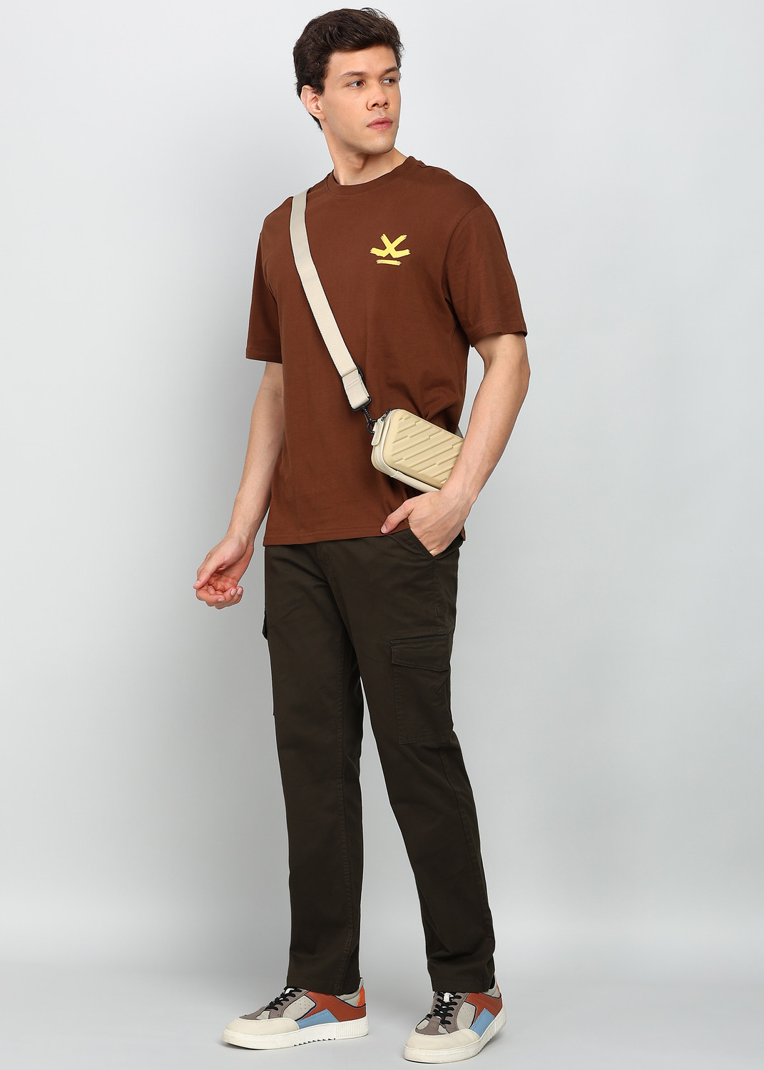 Image of WROGN Straight Fit Men Green Trousers