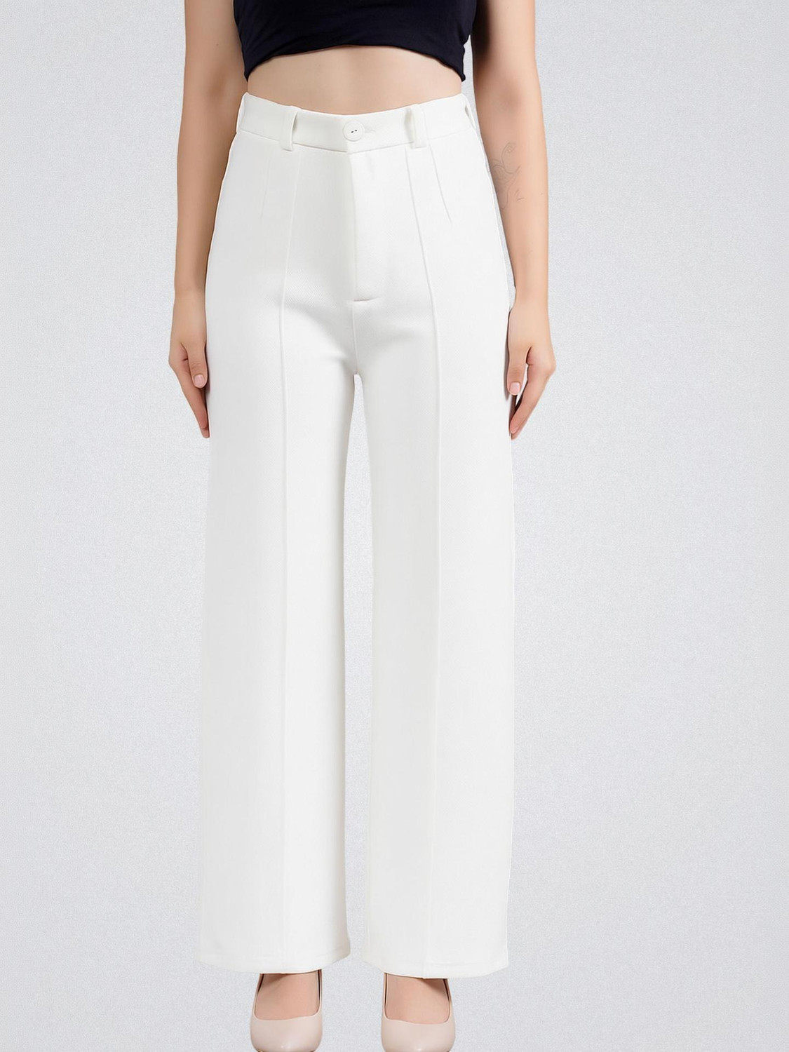 NEYSA Regular Fit Women White Trousers