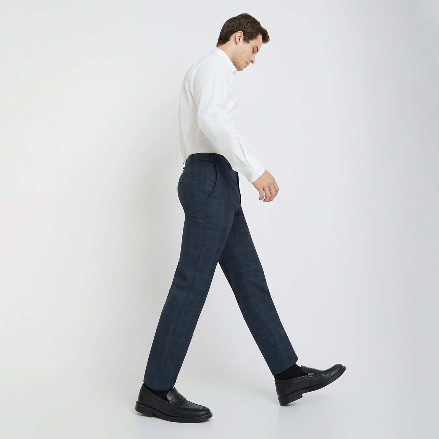 Image of Raymond Slim Fit Men Dark Blue Trousers