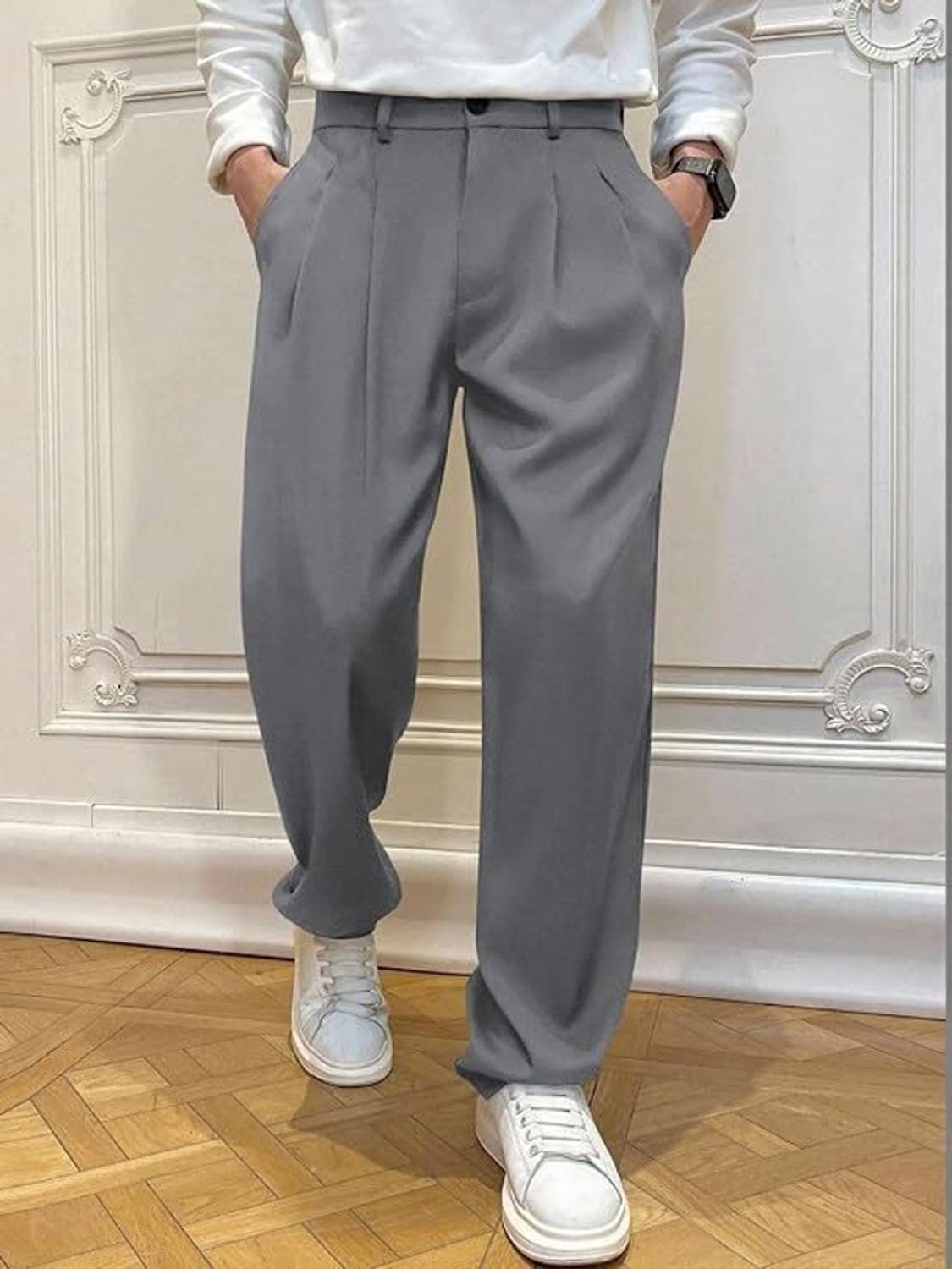 S2SFASHIONS Men Grey Track Pants - Image 1