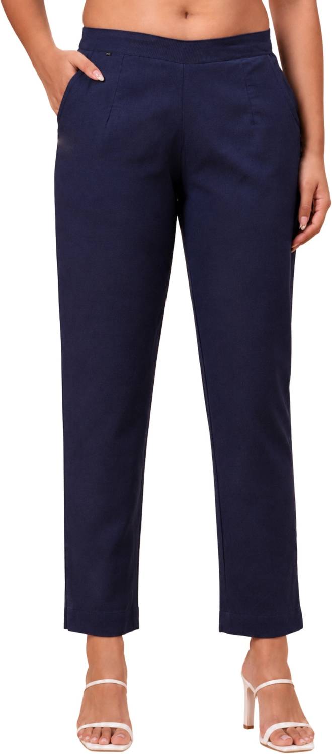 BIDAAS Regular Fit Women Dark Blue Trousers