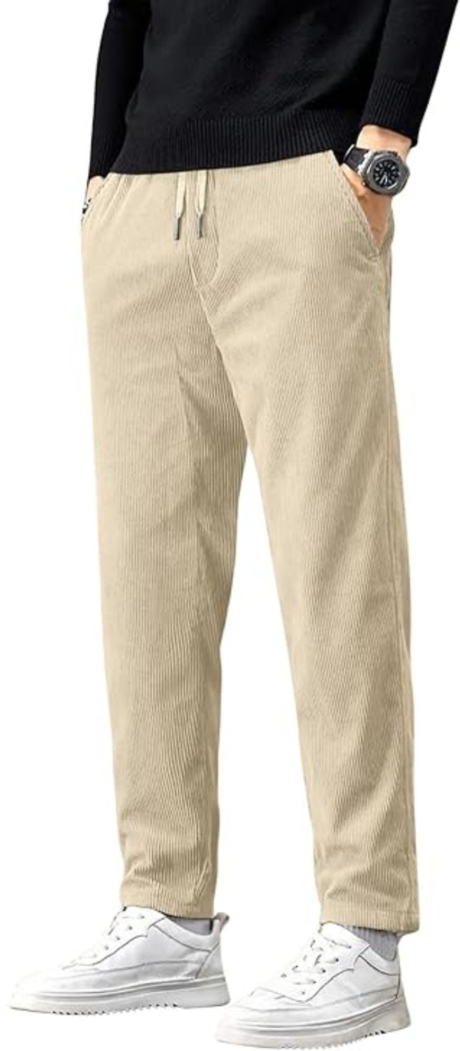 Image of SAVAYO Slim Fit Men Cream Trousers